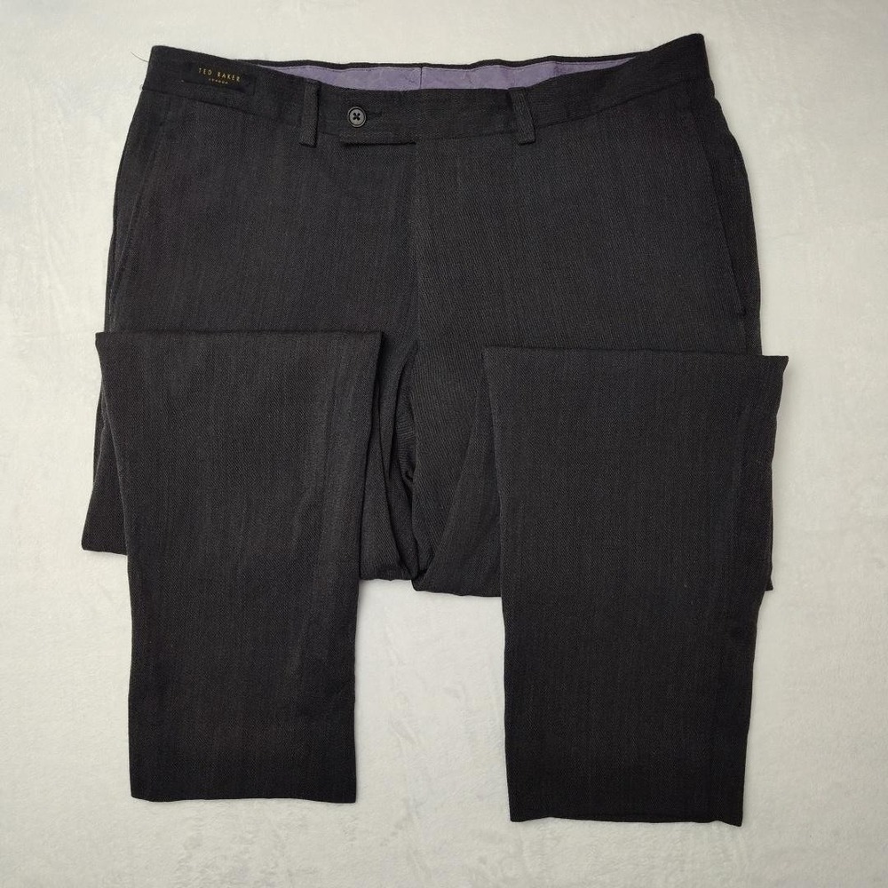 Ted Baker Pants Mens 36x29 Gray Julian Wool Dress Slacks Tailored Office Work - Picture 3 of 14